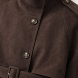 Veste courte ceinturée femme en daim synthétique