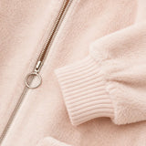 Manteau long femme à capuche en fausse peau lainée avec fermeture éclair