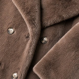 Manteau long d’hiver femme en fausse fourrure croisée