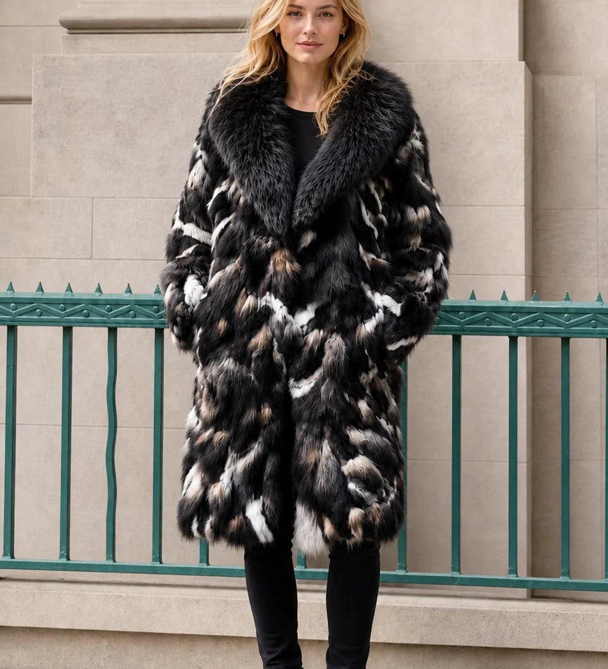 Manteau oversize mi-long femme en fausse fourrure luxueuse