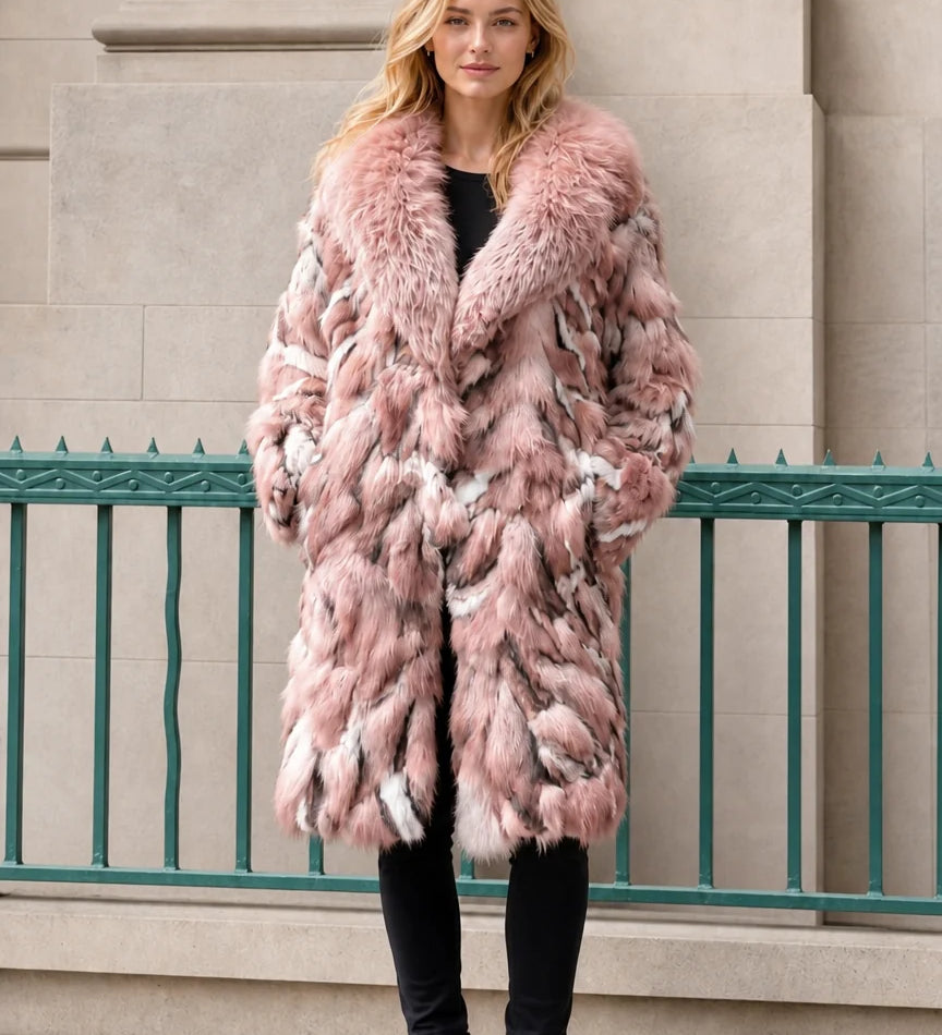 Manteau oversize mi-long femme en fausse fourrure luxueuse