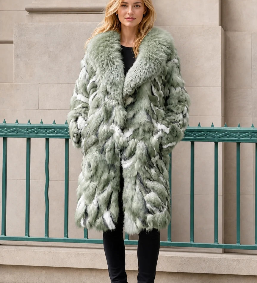 Manteau oversize mi-long femme en fausse fourrure luxueuse