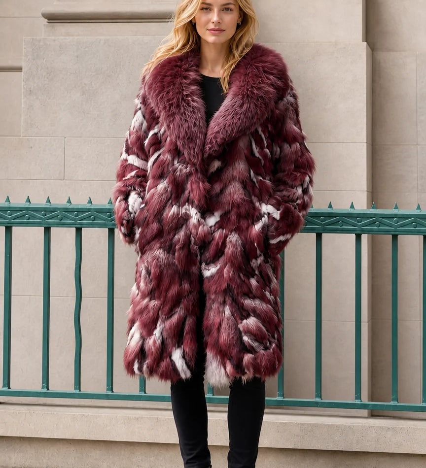 Manteau oversize mi-long femme en fausse fourrure luxueuse