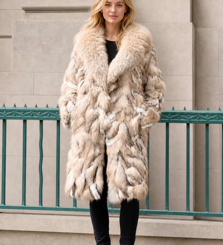 Manteau oversize mi-long femme en fausse fourrure luxueuse