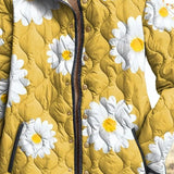 Fiona | Veste matelassée jaune à motif marguerites