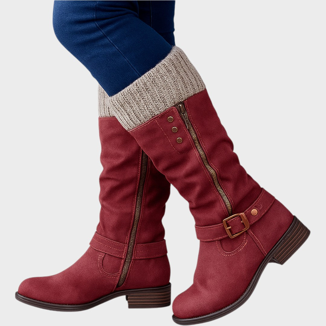 Gloria | Botte montante avec détails en résille tressée