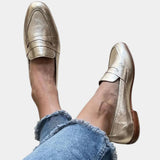 Séverine | Mocassins dorés scintillants