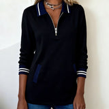 Pull Coupe décontractée avec revers et à fermeture éclair