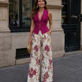 Alixène | Ensemble pantalon fleuri avec top sans manches