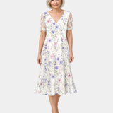 Katell | Robe à imprimé fleuri avec dentelle Manches
