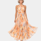 Louna | Robe Watercolor à imprimé Halter col