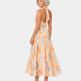 Louna | Robe Watercolor à imprimé Halter col