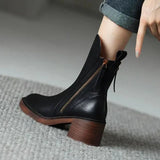 Valorine | Bottes classiques noir en cuir Cheville