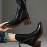 Valorine | Bottes classiques noir en cuir Cheville