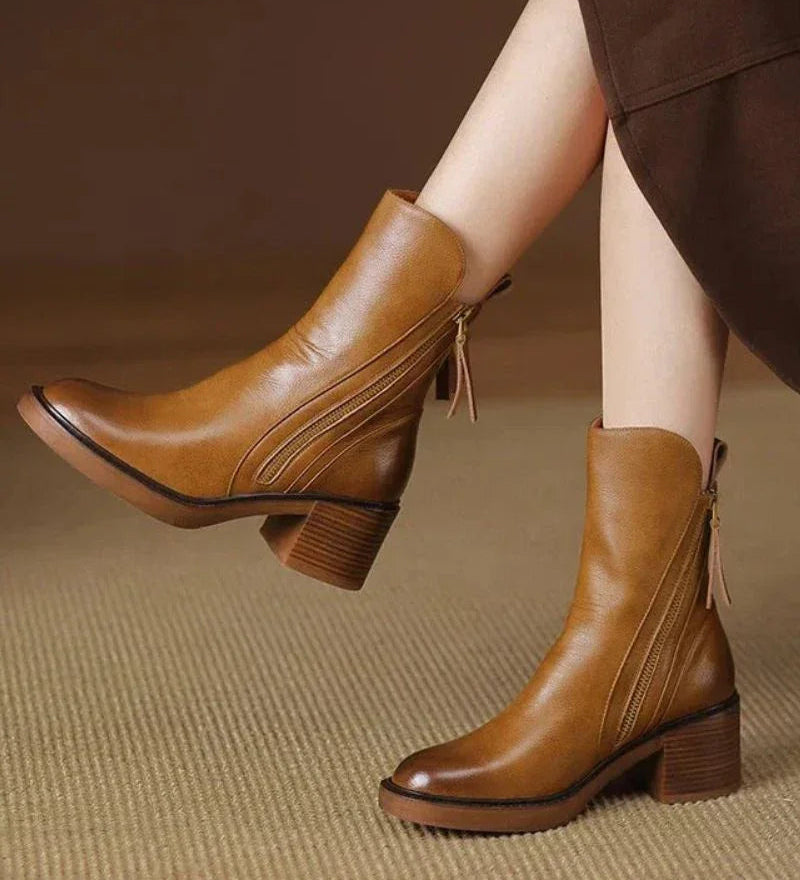 Valorine | Bottes classiques noir en cuir Cheville