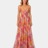 Giselle | Robe longue élégante à motif fleuri