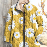 Fiona | Veste matelassée jaune à motif marguerites