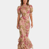 Florelle | Robe longue rose élégante d’inspiration vintage