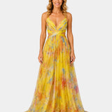 Giselle | Robe longue élégante à motif fleuri