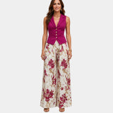 Alixène | Ensemble pantalon fleuri avec top sans manches