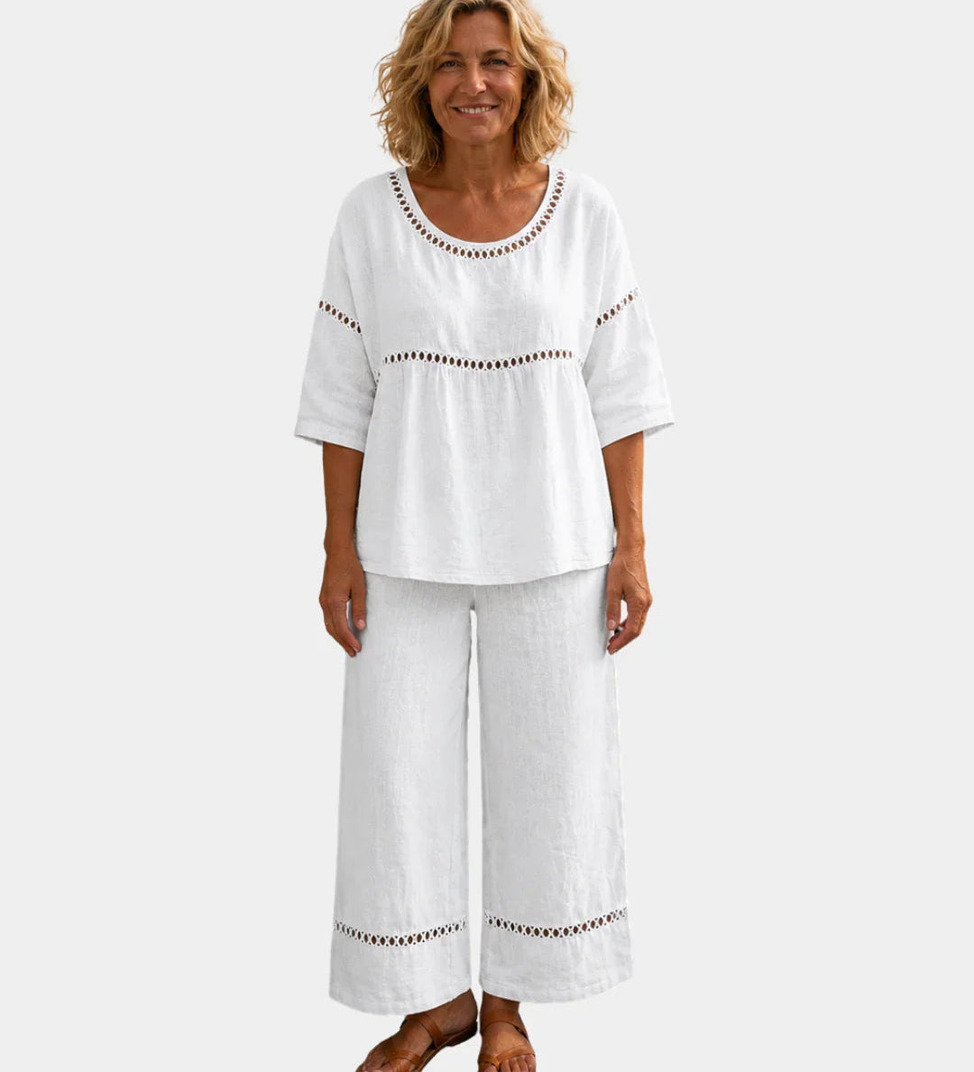 Ensemble Élégant frais: assorti blouse et Pantalon