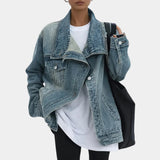 Veste Lucie – Rétro délavé avec un haut col