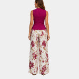Alixène | Ensemble pantalon fleuri avec top sans manches