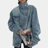Veste Lucie – Rétro délavé avec un haut col