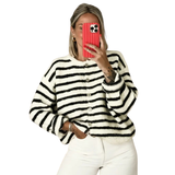 Pull COLLETTE™ – d’inspiration rétro Rayé Gilet