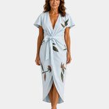 Agathe | Robe portefeuille chic à imprimé fleuri