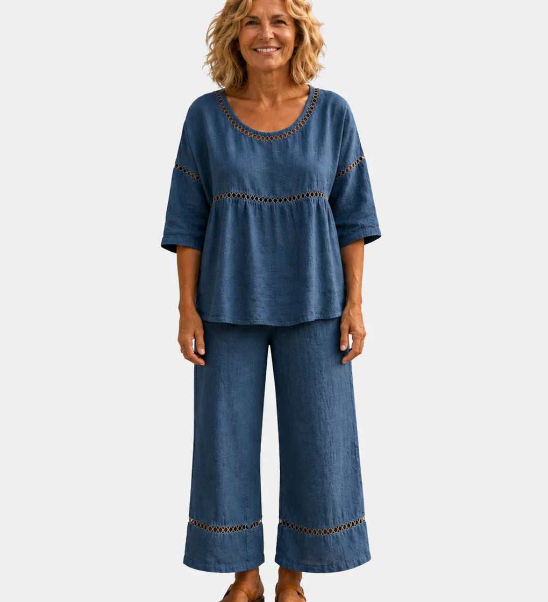 Ensemble Élégant frais: assorti blouse et Pantalon