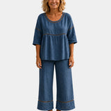 Ensemble Élégant frais: assorti blouse et Pantalon