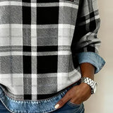 Erica – Femme Flannel SWEAT À CAPUCHE avec denim détails
