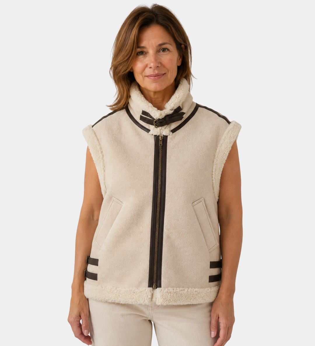 Adalsinde | Gilet femme sans manches avec finition en fausse fourrure