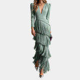 Eulalie | Robe chic midi avec franges Manches