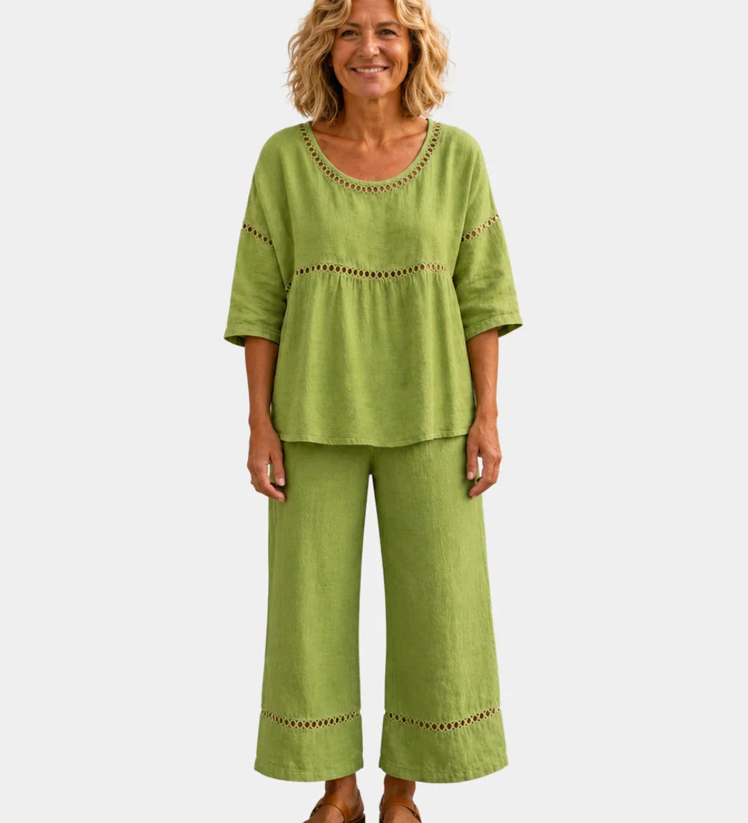 Ensemble Élégant frais: assorti blouse et Pantalon