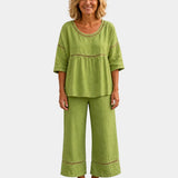 Ensemble Élégant frais: assorti blouse et Pantalon
