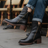 Valorine | Bottes classiques noir en cuir Cheville