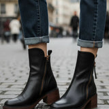 Valorine | Bottes classiques noir en cuir Cheville
