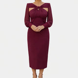 Lucie | Robe midi à manches avec détail croisé