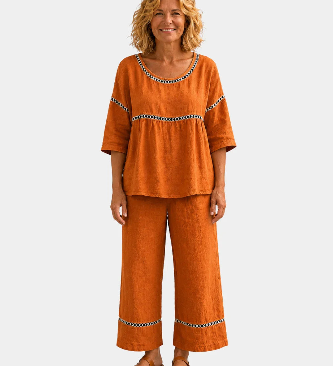 Ensemble Élégant frais: assorti blouse et Pantalon