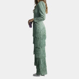 Eulalie | Robe chic midi avec franges Manches