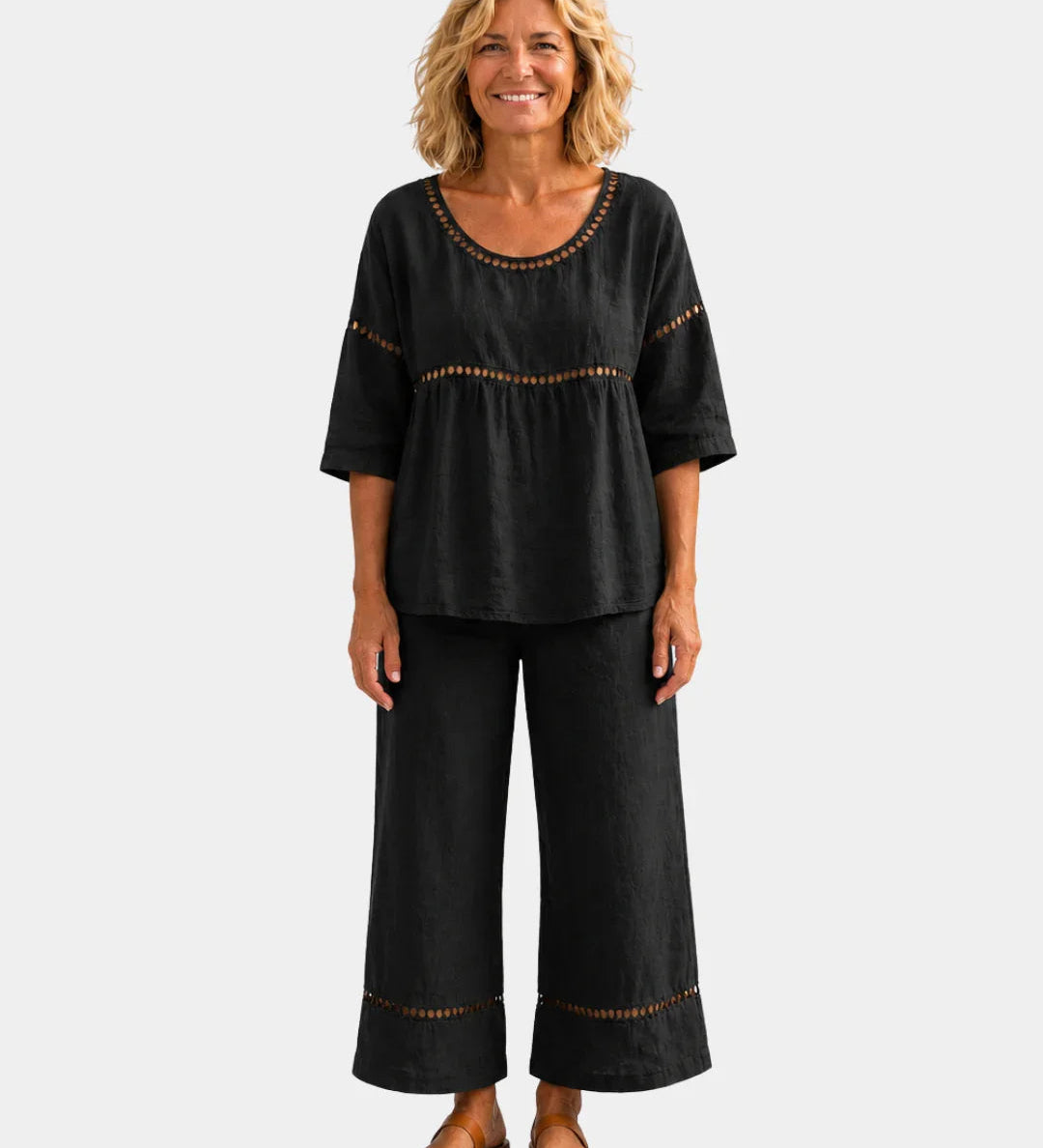 Ensemble Élégant frais: assorti blouse et Pantalon