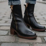 Valorine | Bottes classiques noir en cuir Cheville