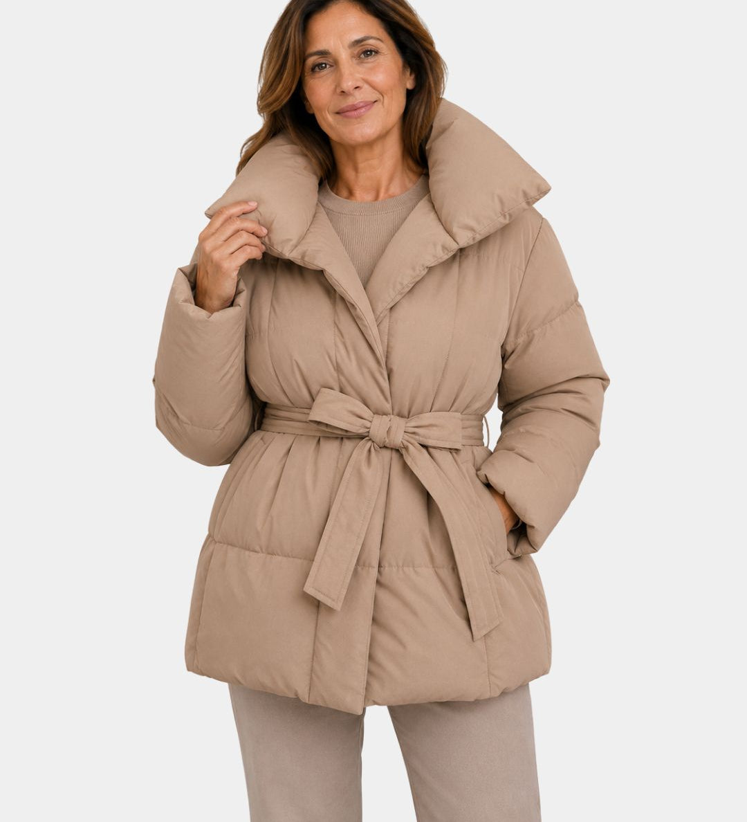 Alixène | Veste matelassée femme avec ceinture à la taille