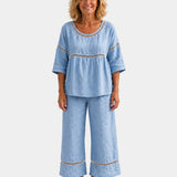 Ensemble Élégant frais: assorti blouse et Pantalon