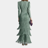 Eulalie | Robe chic midi avec franges Manches