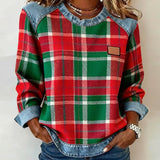Erica – Femme Flannel SWEAT À CAPUCHE avec denim détails