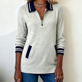 Pull Coupe décontractée avec revers et à fermeture éclair