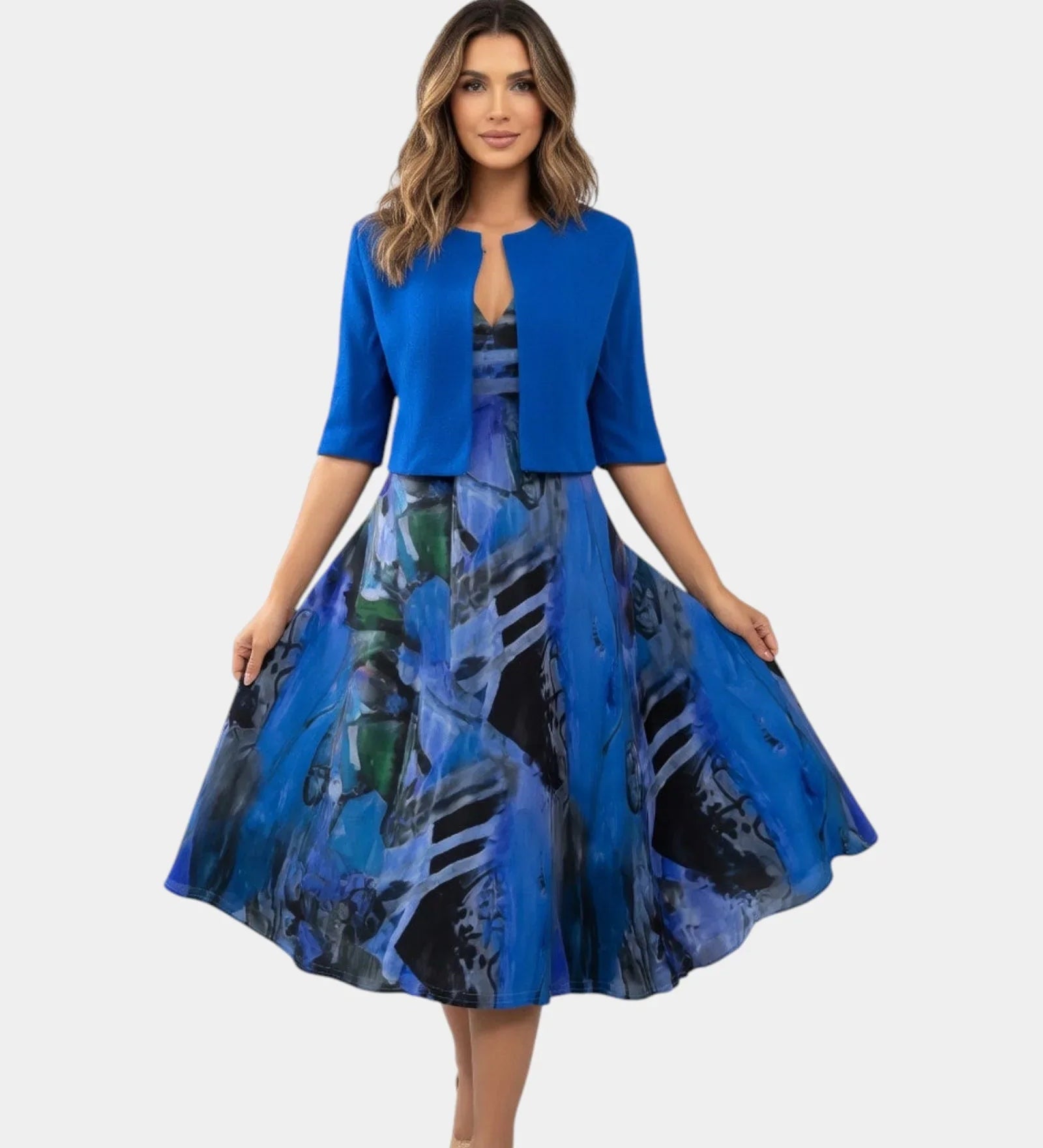 Stacy | Robe midi avec Coordinating Veste